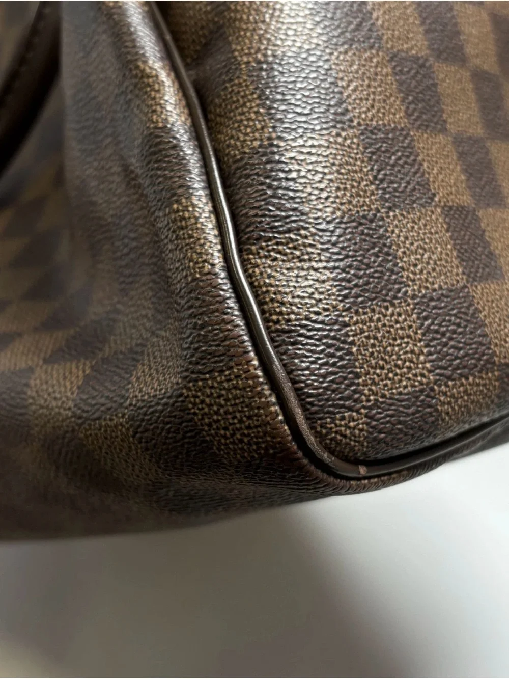 Men's Brown Checkered Top-Handle Bag
